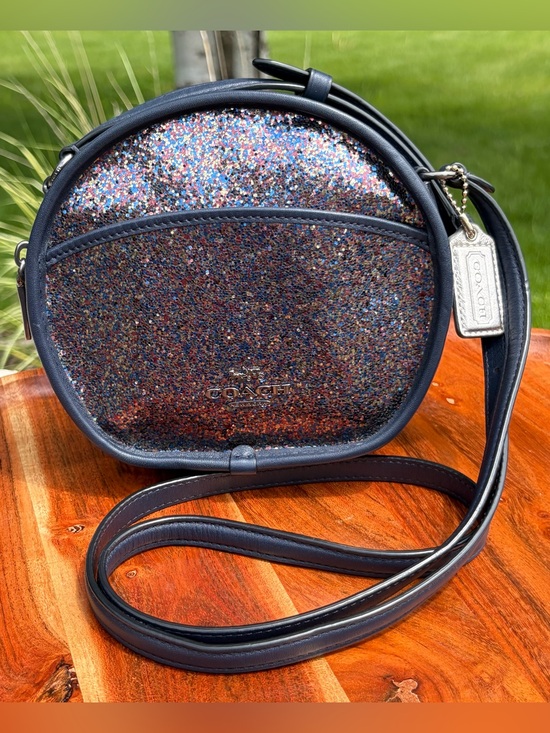 Coach Handbags - Coach Canteen Bag Limited Edition Navy Leather Rainbow Glitter F48731 EUC